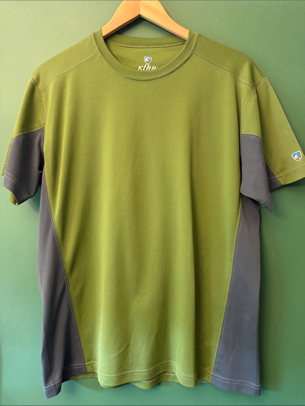 Kühl Olive Green & Gray Mens XL Short-Sleeve Performance Tee Hiking Outdoors
